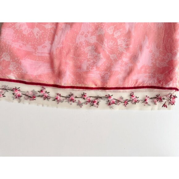 REBECCA TAYLOR Pink Floral Silk Chiffon Beaded Embroidered Pencil Skirt Size XXS - Picture 8 of 12